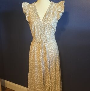 Tommy Hilfiger Cream Sleeveless V-neck Midi Sundress